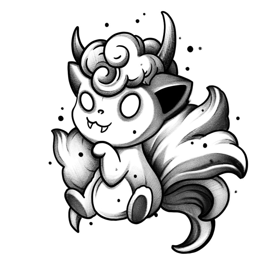 Adorable Alolan Vulpix Pokémon Art (6 Pack) | 3.15 in × 3.15 in.