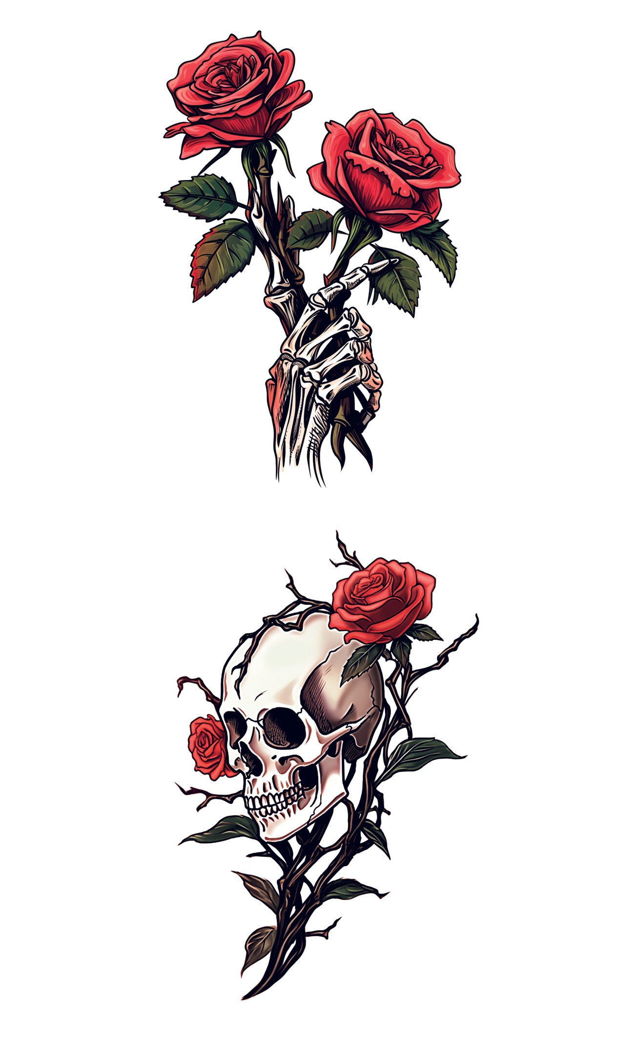 Colored Roses and Skeleton