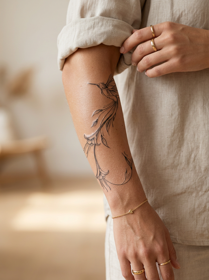 Detailed Botanical Hummingbird