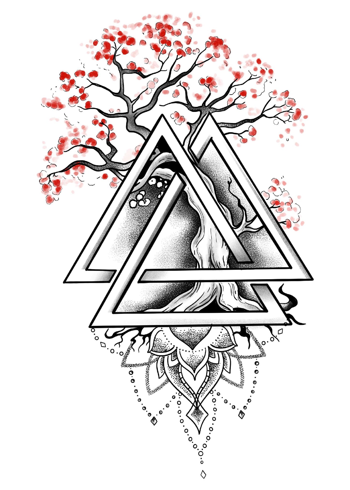 Colored The Roots of Cherry Blossom Tree