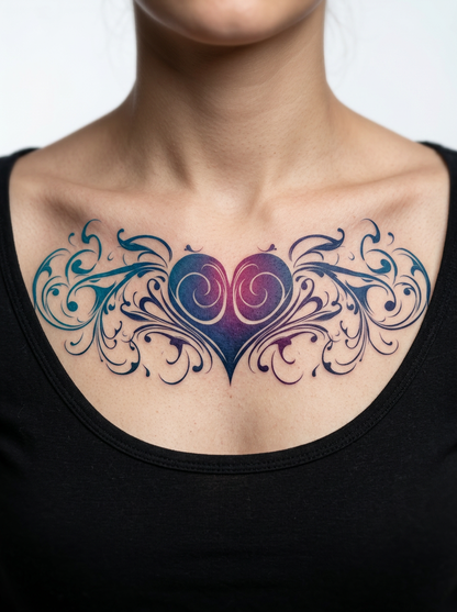 Colored Heart Tribal Design