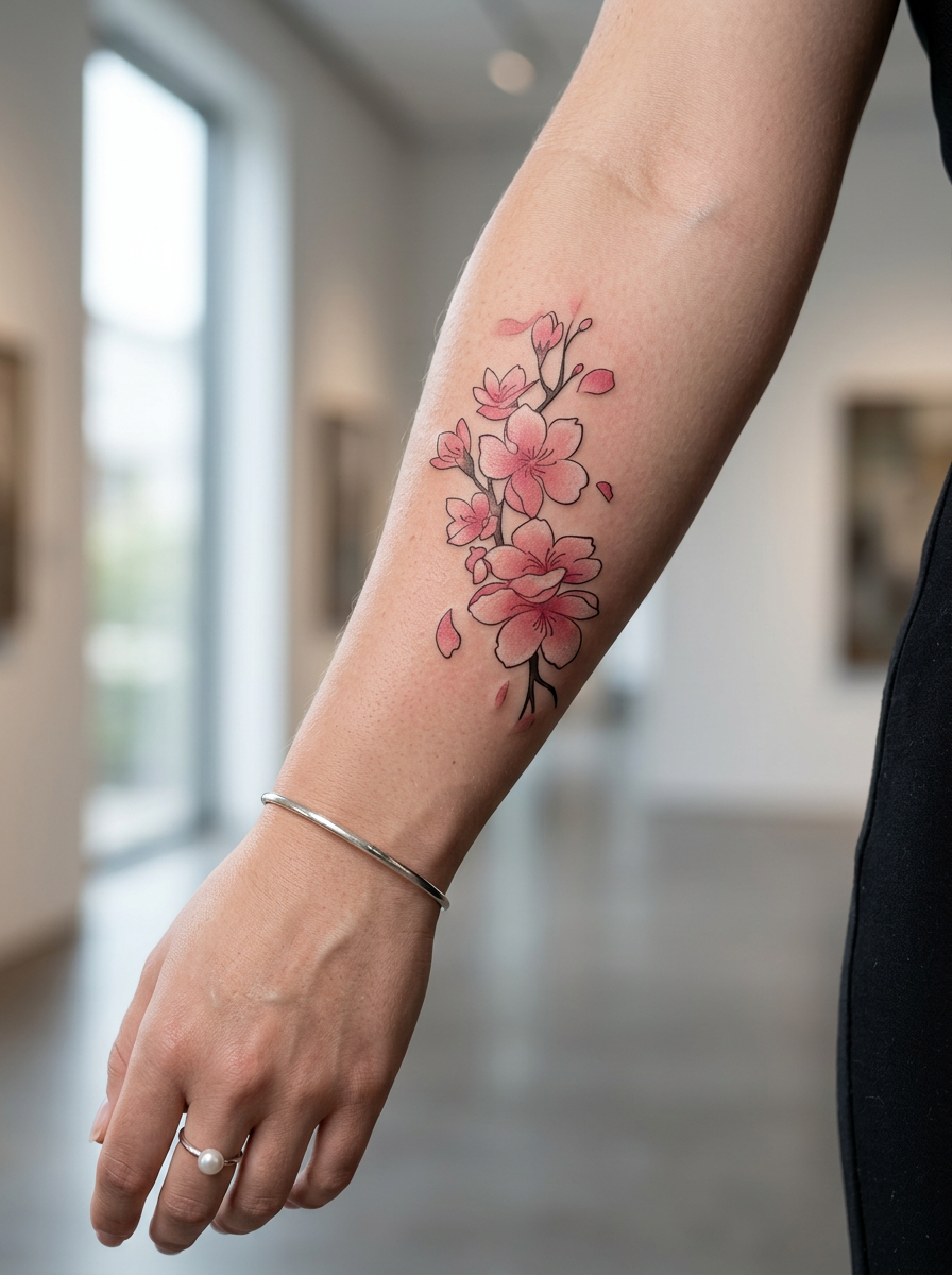 Colored Cherry Blossom Branch
