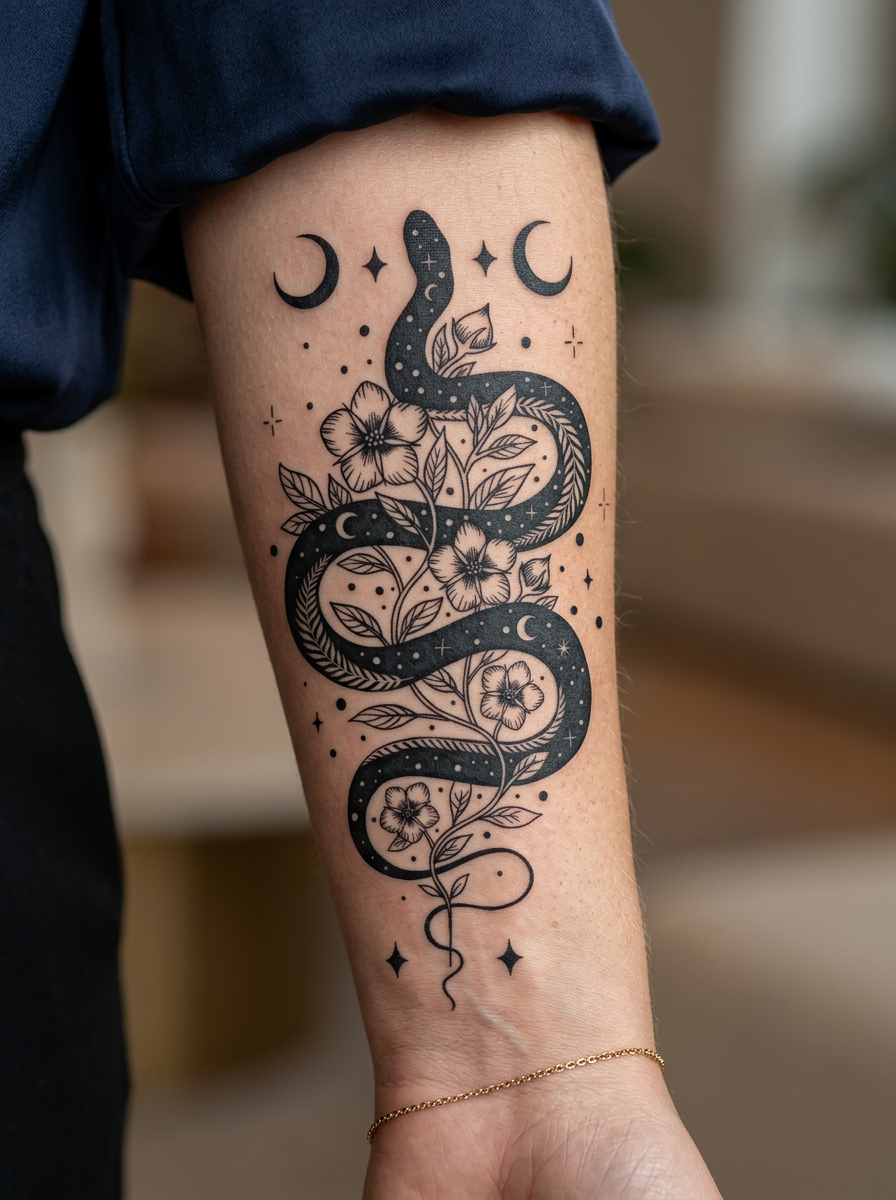 Celestial Snake Trail of Flowers
