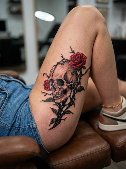 Colored Roses and Skeleton