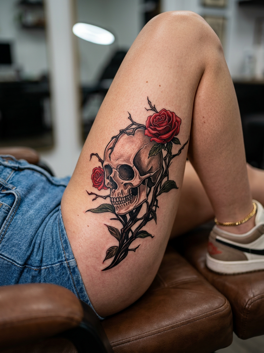Colored Roses and Skeleton