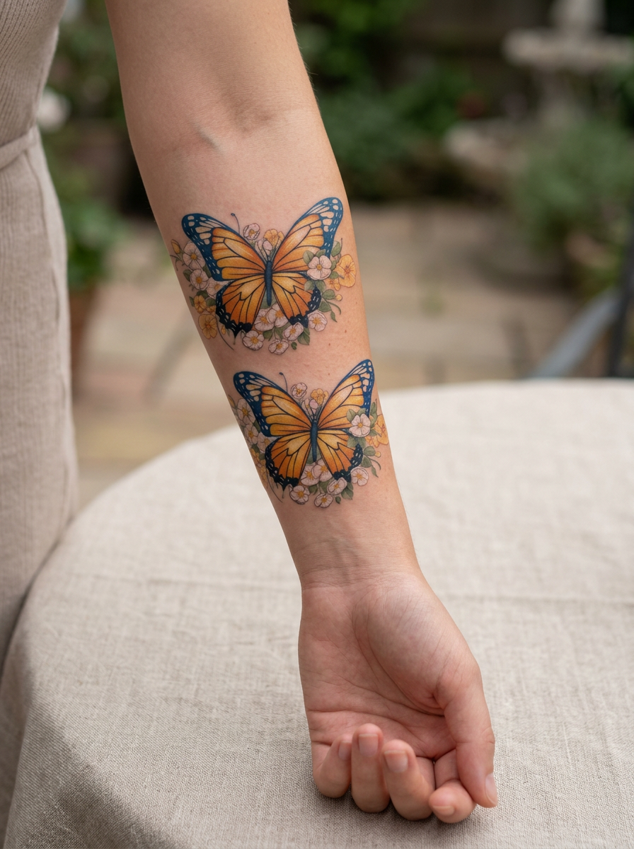 Colored Botanical Butterfly