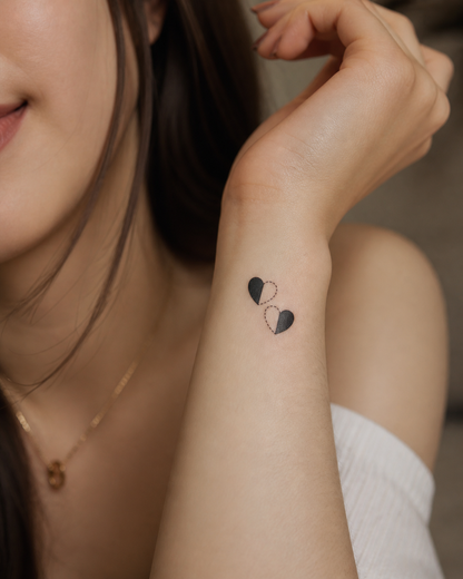Half Black & White Hearts