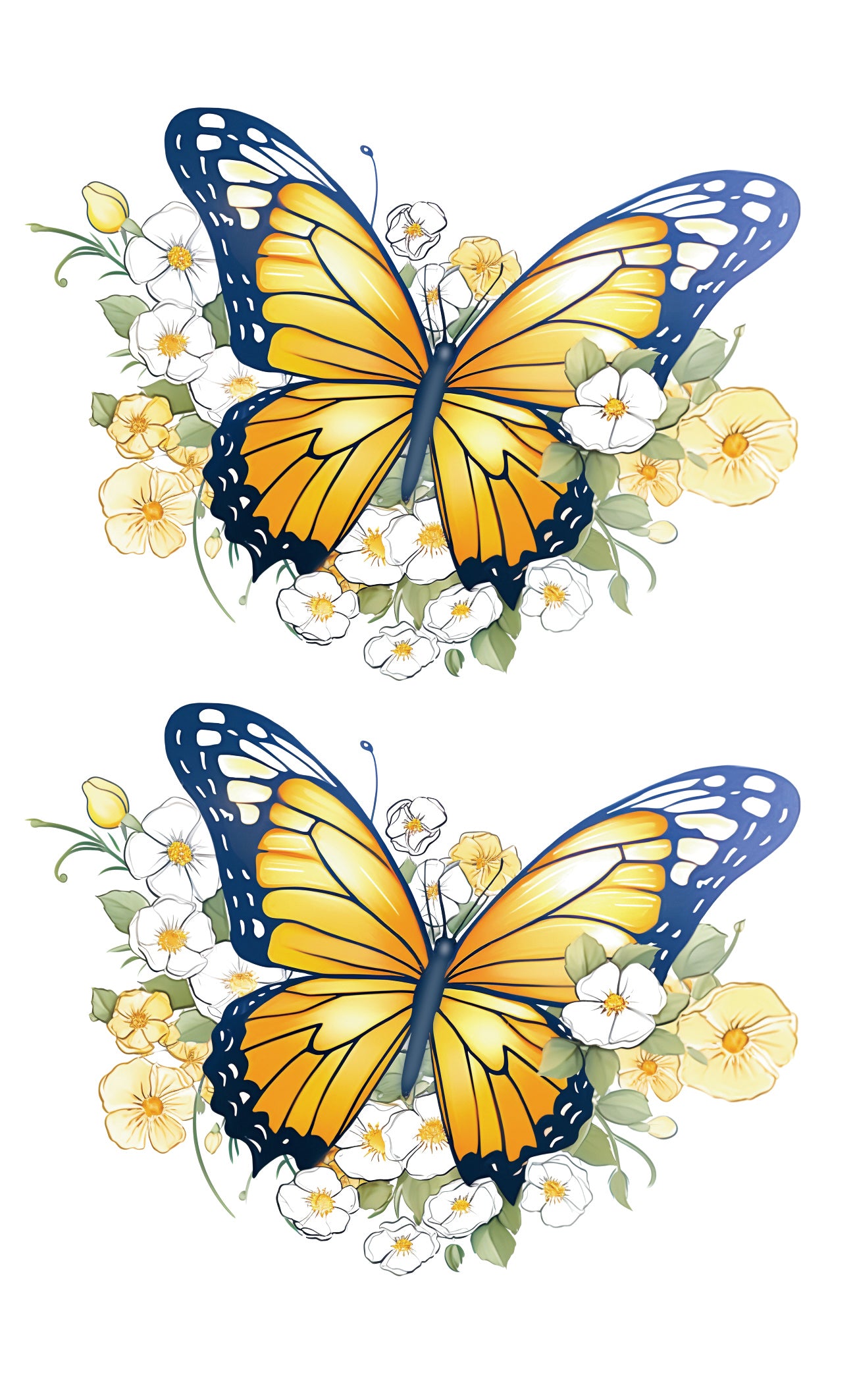 Colored Botanical Butterfly