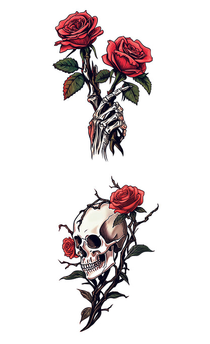 Colored Roses and Skeleton