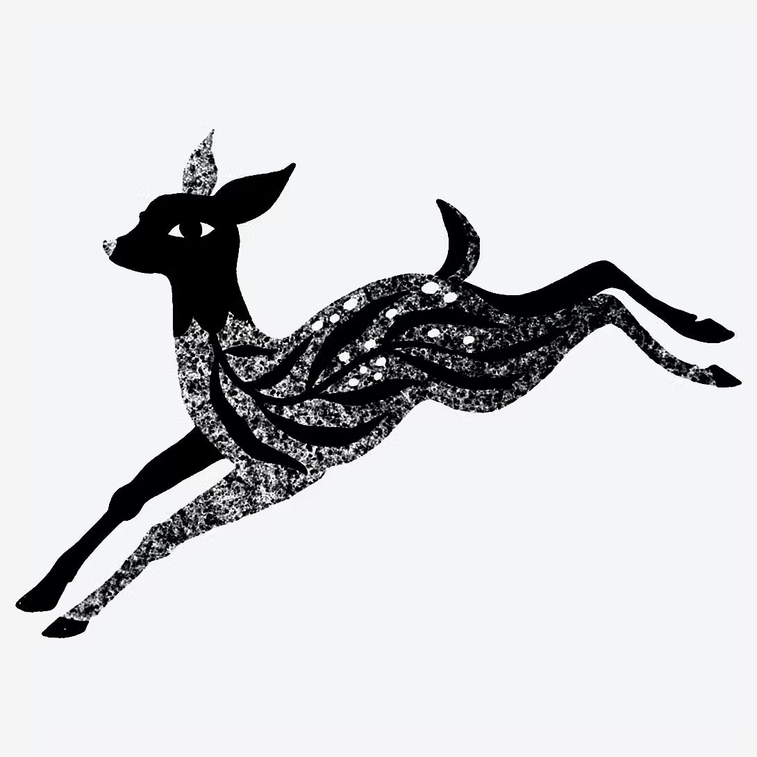 Mystical Black Line Deer Symbol Art |  6.7 × 9.4 in