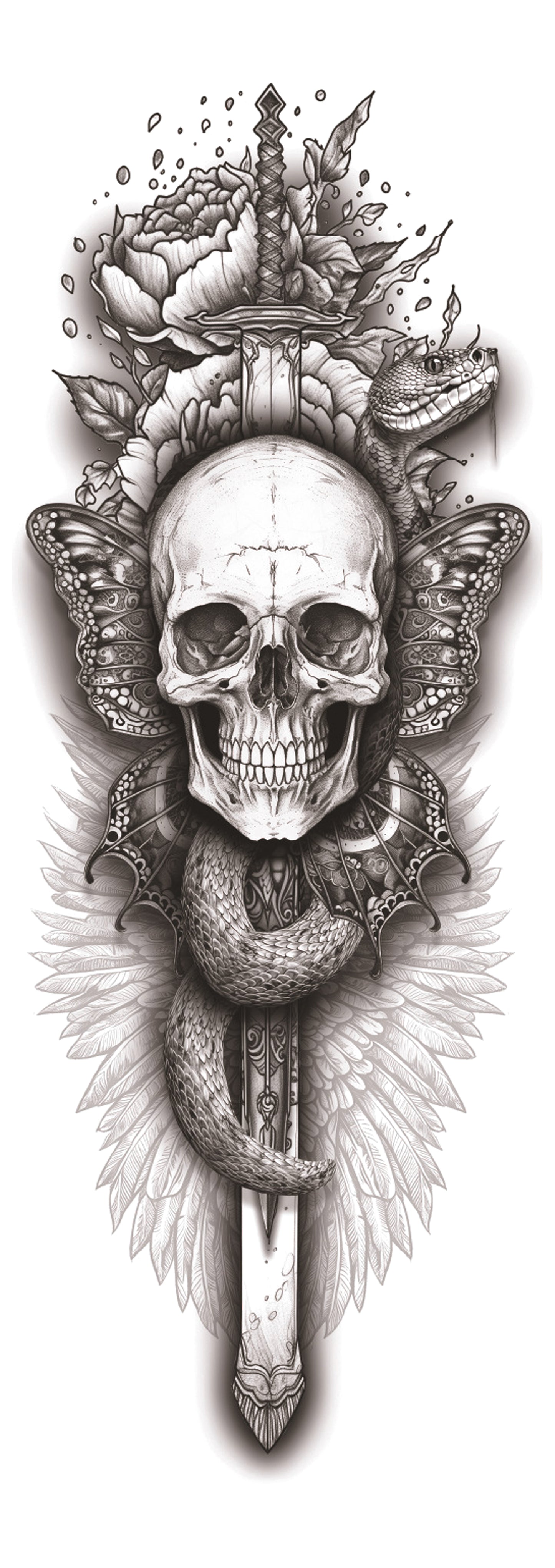 Skull Amidst Roses: Beauty Meets danger.