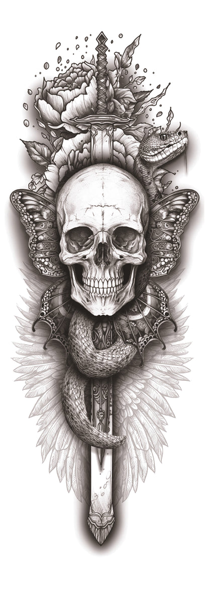 Skull Amidst Roses: Beauty Meets danger.
