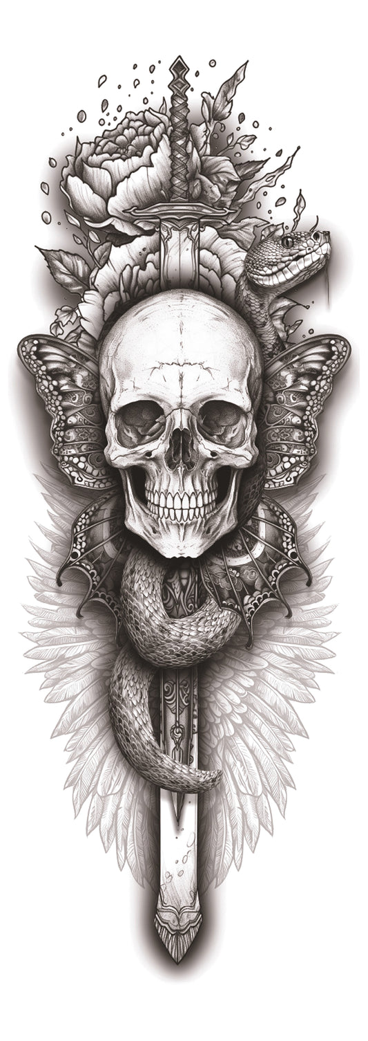 Skull Amidst Roses: Beauty Meets danger.