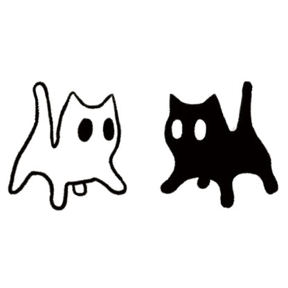 White & Black Spooky Cat Duo