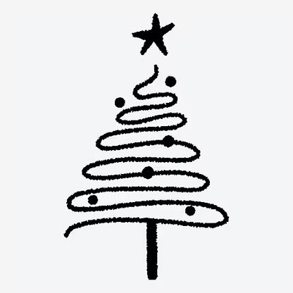 Minimalist Spiral Christmas Tree Tattoo Design |  6.7 × 9.4 in