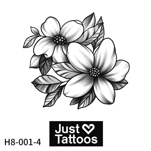 Elegant Dogwood Blossom Blackwork (6 Pack) | 3.15 in Ã— 3.15 in.