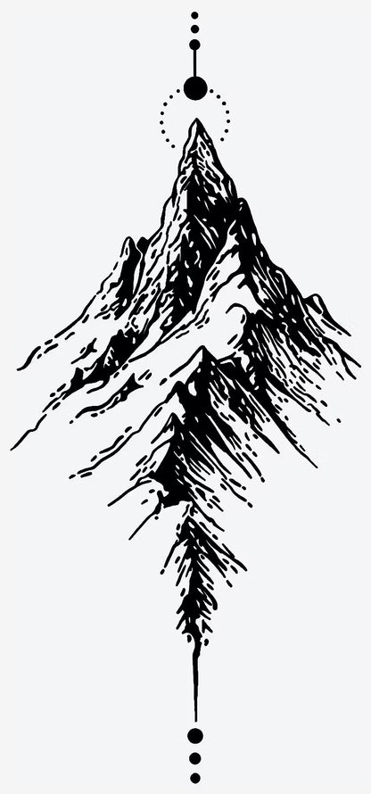 Vertical Linework Nature Symbol Art |  6.7 × 9.4 in